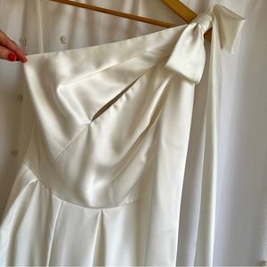 Amsale: Satin One-shoulder Wide Leg Jumpsuit, NWT